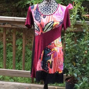 Evalinka Unique Colorful BoHo Hippie Tunic Dress T